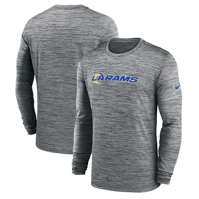 Men's Nike Heather Gray Los Angeles Rams Sideline Team Velocity Performance Long Sleeve T-Shirt