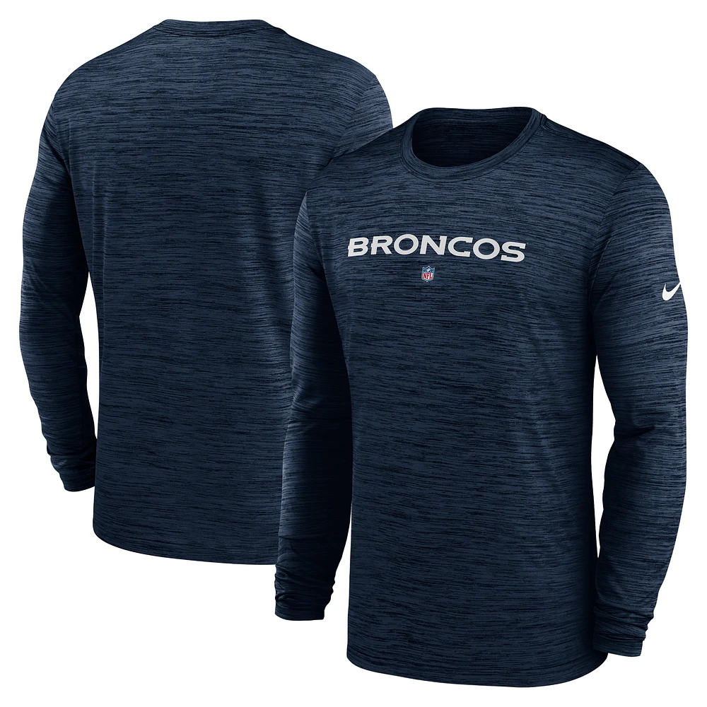 Men's Nike Navy Denver Broncos Sideline Team Velocity Performance Long Sleeve T-Shirt