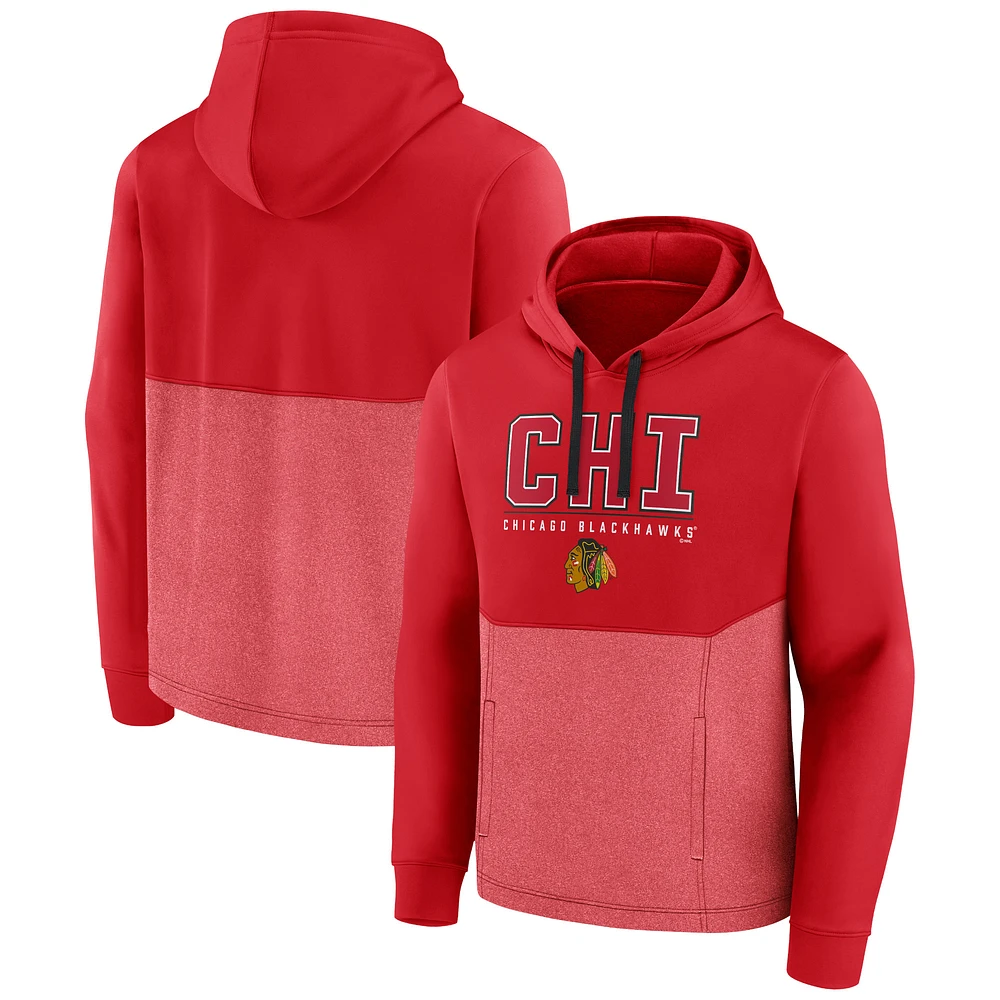 Men's Fanatics Red Chicago Blackhawks Successful Tri-Blend Pullover Hoodie