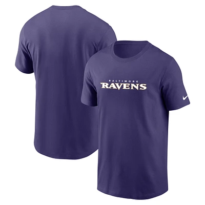 Men's Nike Purple Baltimore Ravens Team Wordmark Essential T-Shirt