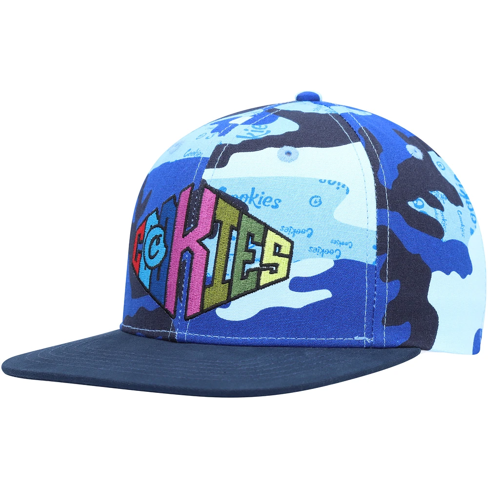Men's Cookies Blue/Camo Across the Board Snapback Hat