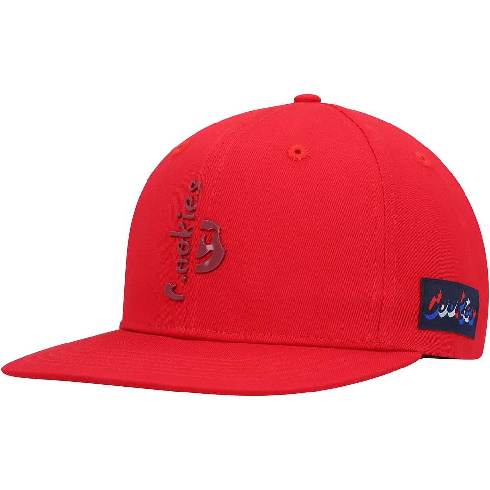 Men's Cookies Red Searchlight Snapback Hat