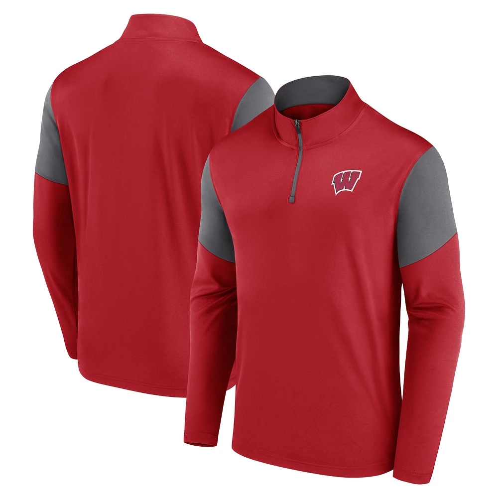 Men's Fanatics Red Wisconsin Badgers Primary Quarter-Zip Top