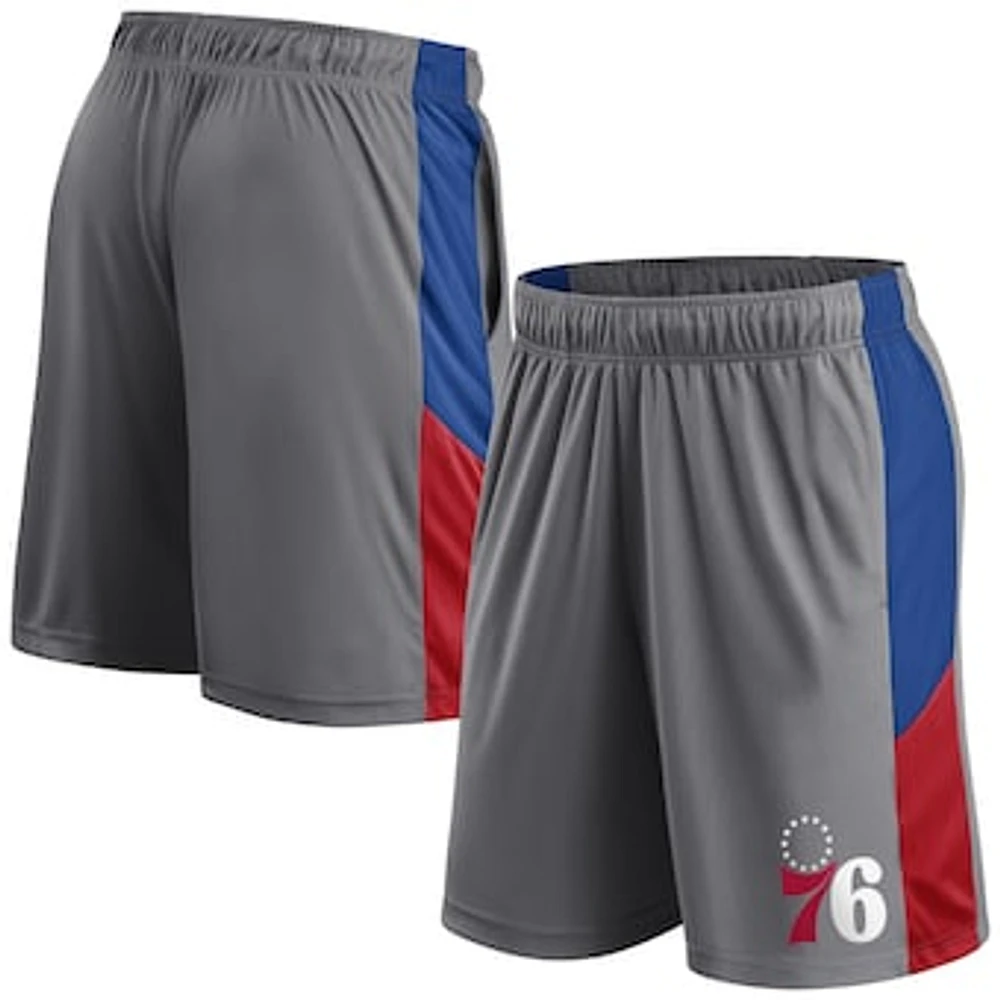 Men's Fanatics Gray Philadelphia 76ers Practice Performance Shorts