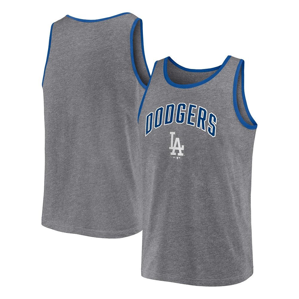 Men's Fanatics Heather Gray Los Angeles Dodgers Primary Tank Top