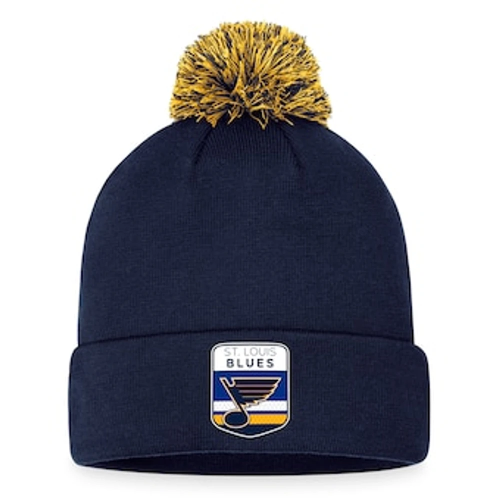 Men's Fanatics Navy St. Louis Blues 2023 NHL Draft Cuffed Knit Hat with Pom