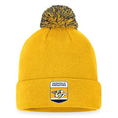 Men's Fanatics Gold Nashville Predators 2023 NHL Draft Cuffed Knit Hat with Pom