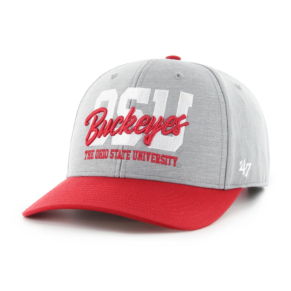 Men's '47 Gray Ohio State Buckeyes Local State Midfield Adjustable Hat