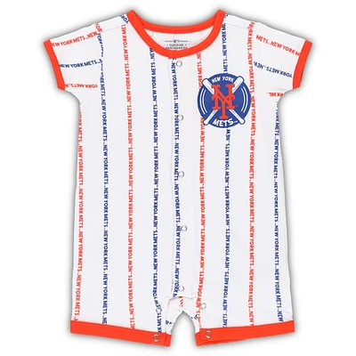 Newborn & Infant White New York Mets Ball Hitter Romper