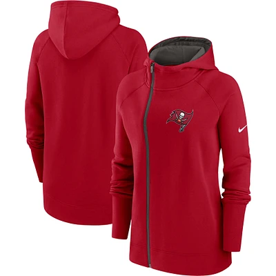 Women's Nike Red Tampa Bay Buccaneers Asymmetrical Raglan Full-Zip Hoodie