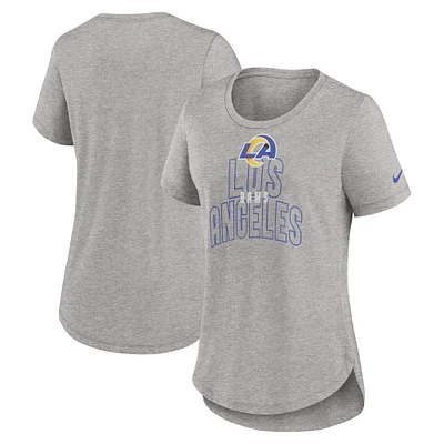 Women's Nike Heather Gray Los Angeles Rams Fashion Tri-Blend T-Shirt