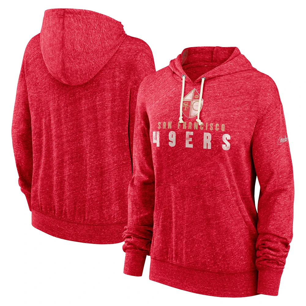 Women's Nike Scarlet San Francisco 49ers Rewind Gym Vintage Lightweight Pullover Hoodie