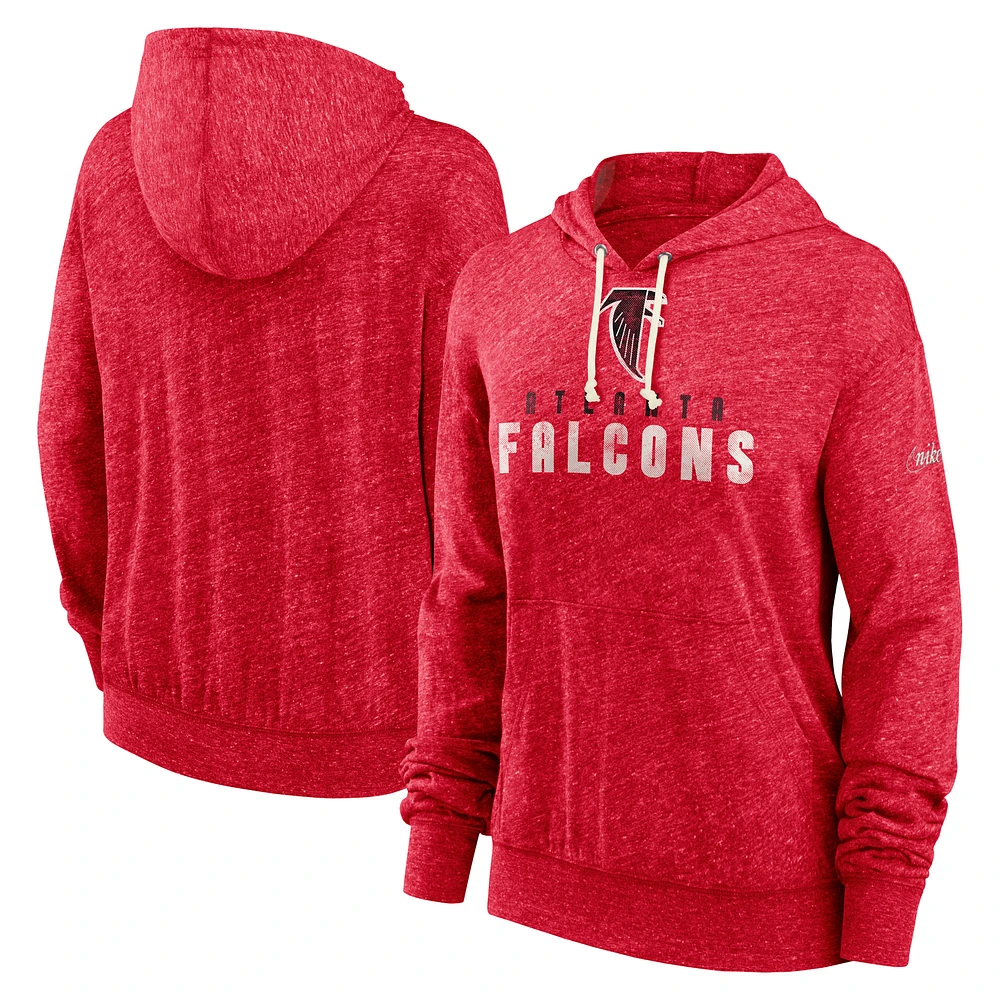 Women's Nike Red Atlanta Falcons Rewind Gym Vintage Lightweight Pullover Hoodie