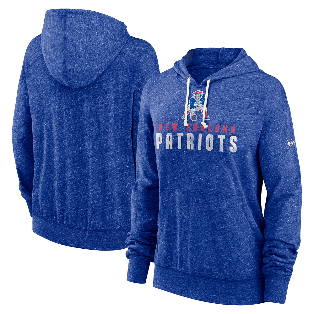 Women's Nike Royal New England Patriots Rewind Gym Vintage Lightweight Pullover Hoodie