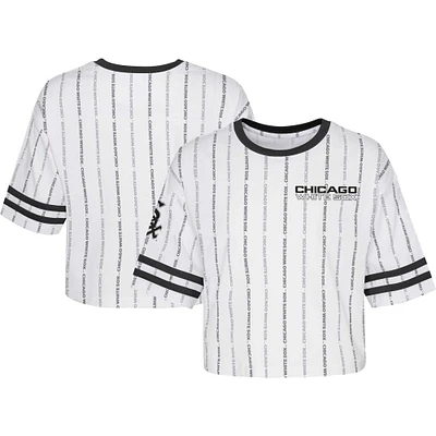 Girls Youth White Chicago Sox Ball Striped T-Shirt