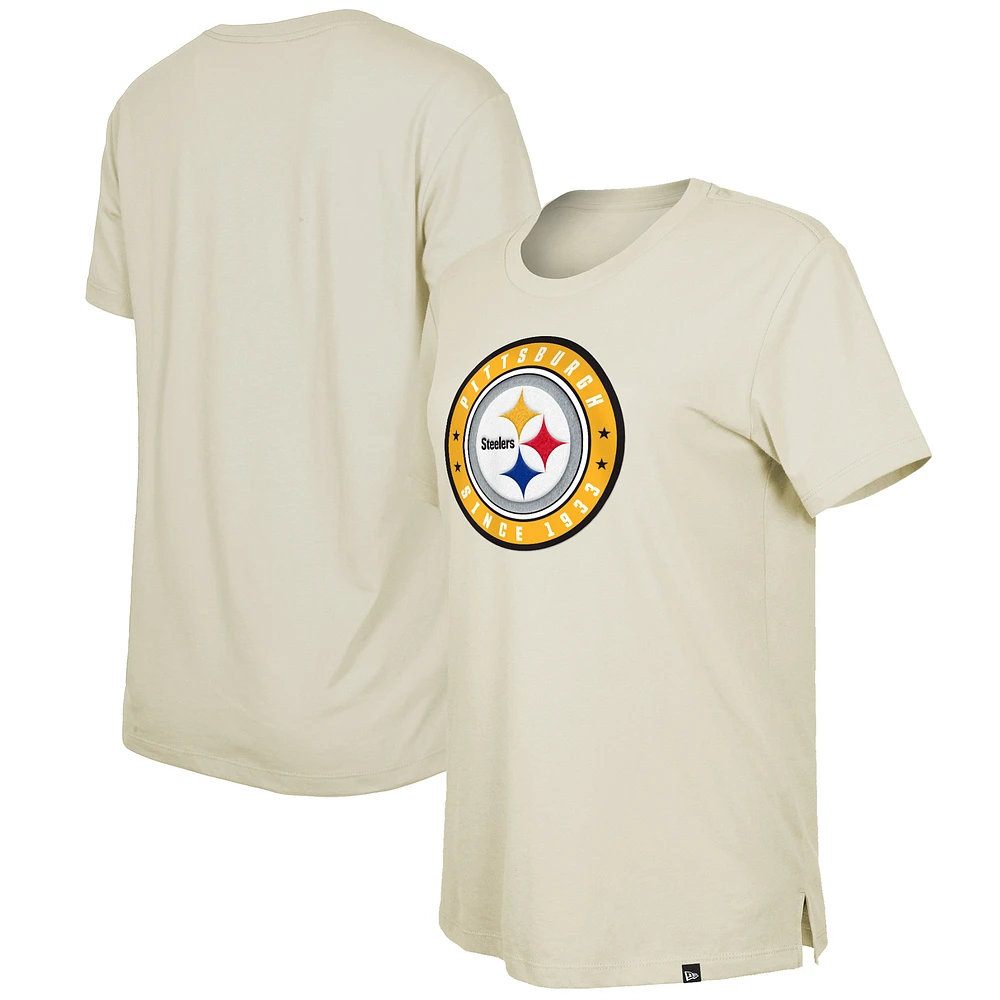 Women's New Era Cream Pittsburgh Steelers 2023 NFL Draft T-Shirt
