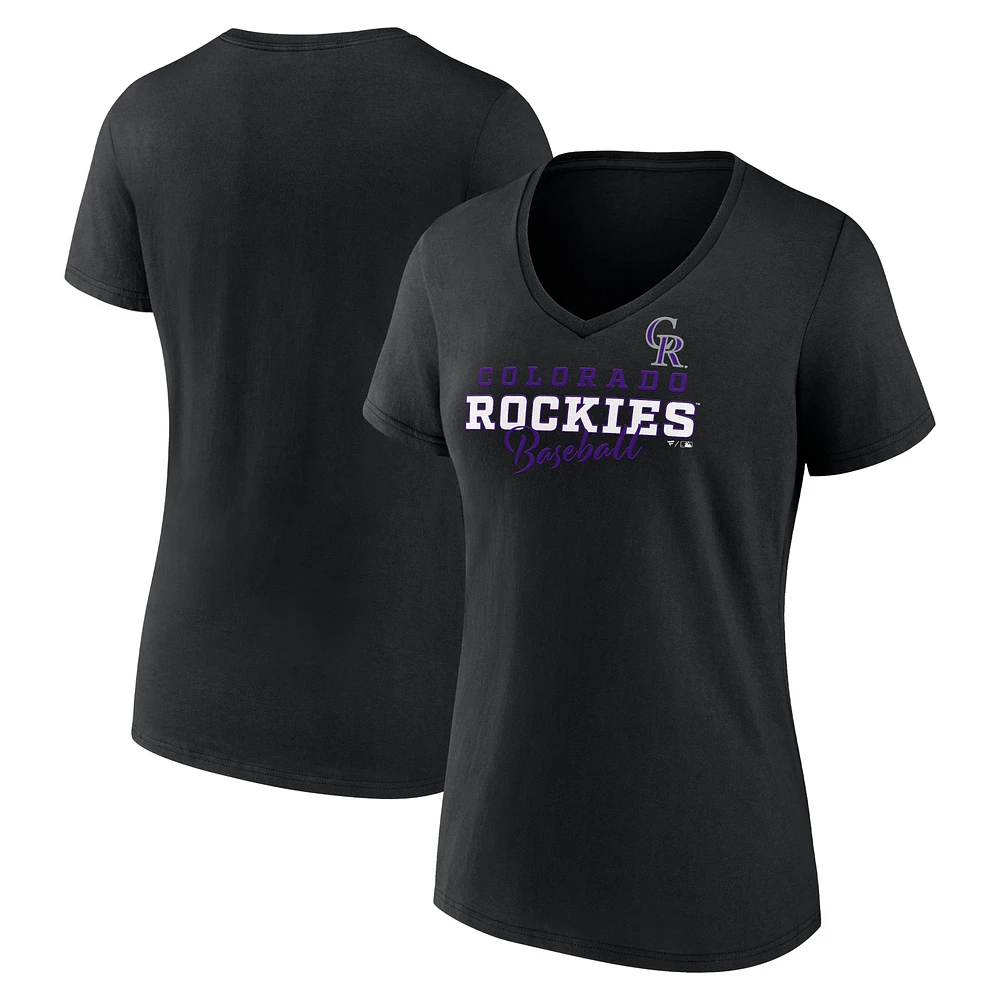 Women's Black Colorado Rockies Back In Business V-Neck T-Shirt