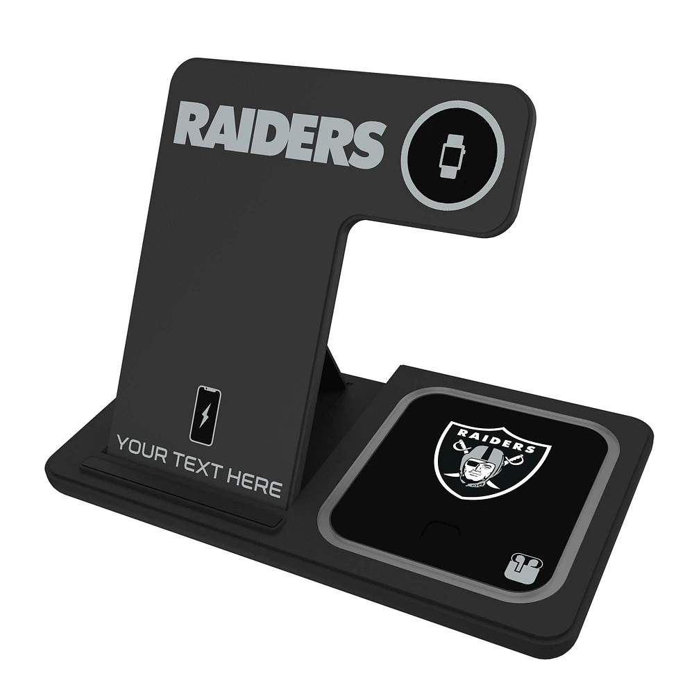 Las Vegas Raiders Personalized 3-in-1 Charging Station