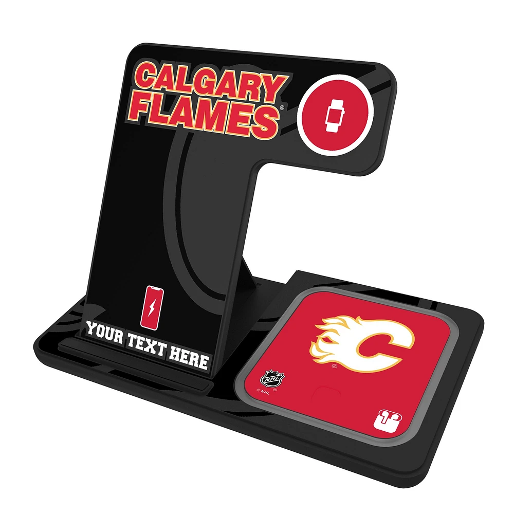 Calgary Flames Personalized 3-in-1 Charging Station
