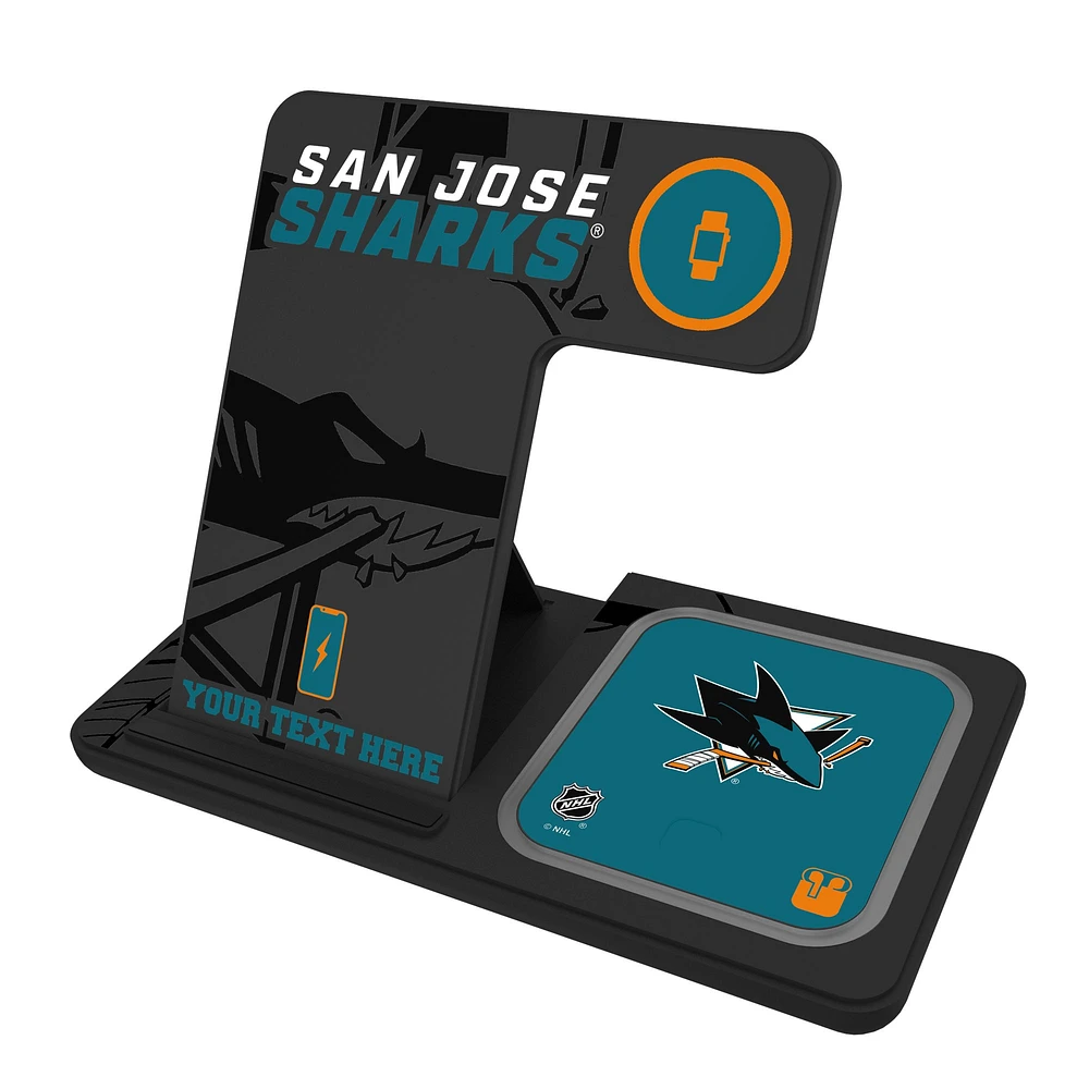 San Jose Sharks Personalized 3-in-1 Charging Station