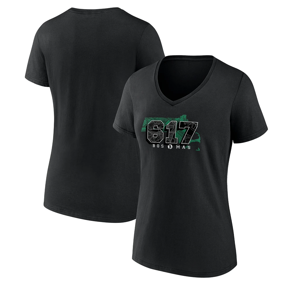Women's Black Boston Celtics Core Hometown Launch V-Neck T-Shirt
