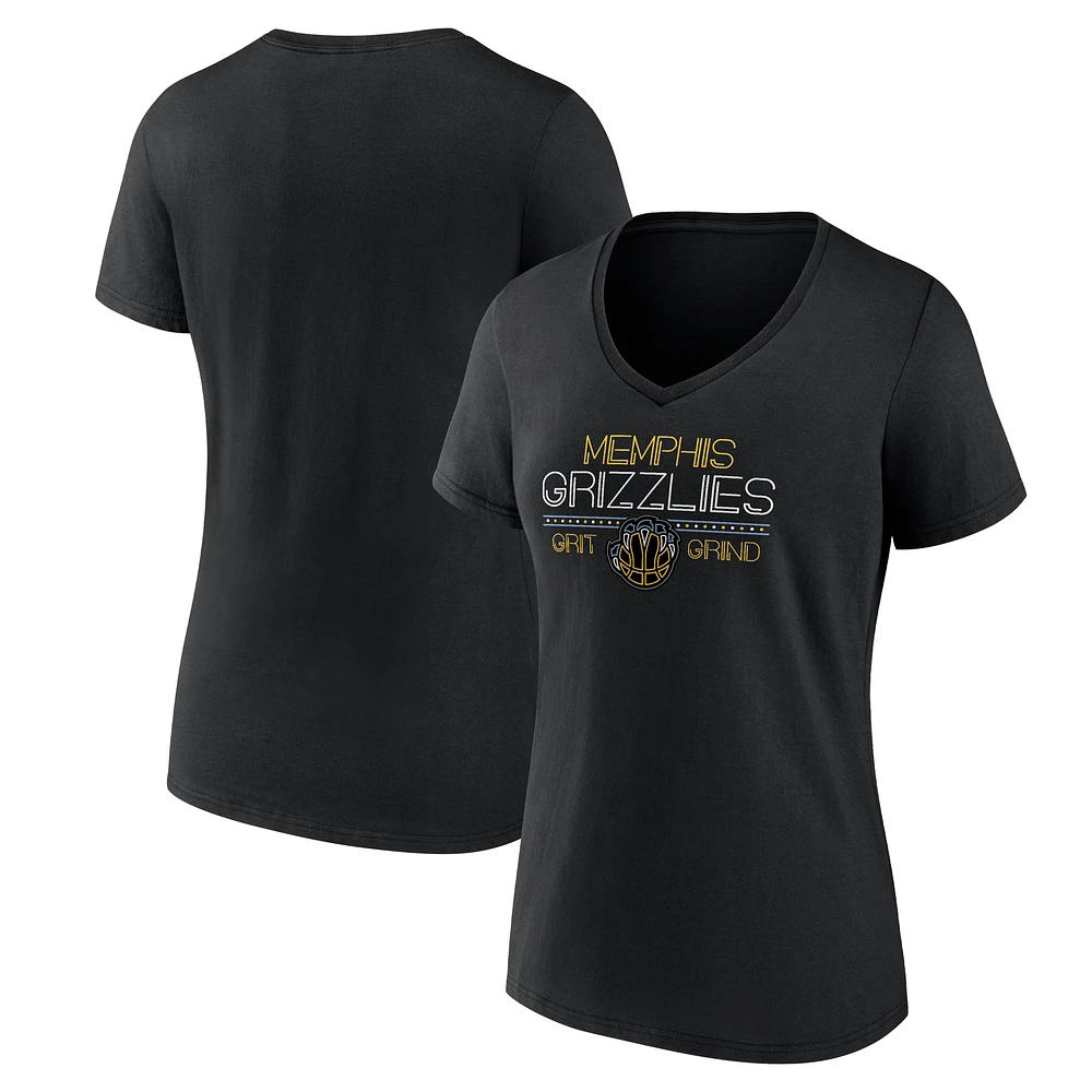 Women's Black Memphis Grizzlies Core Hometown Launch V-Neck T-Shirt
