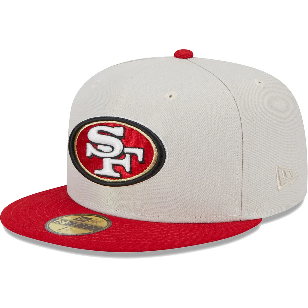 Men's New Era Khaki/Scarlet San Francisco 49ers Super Bowl Champions Patch 59FIFTY Fitted Hat