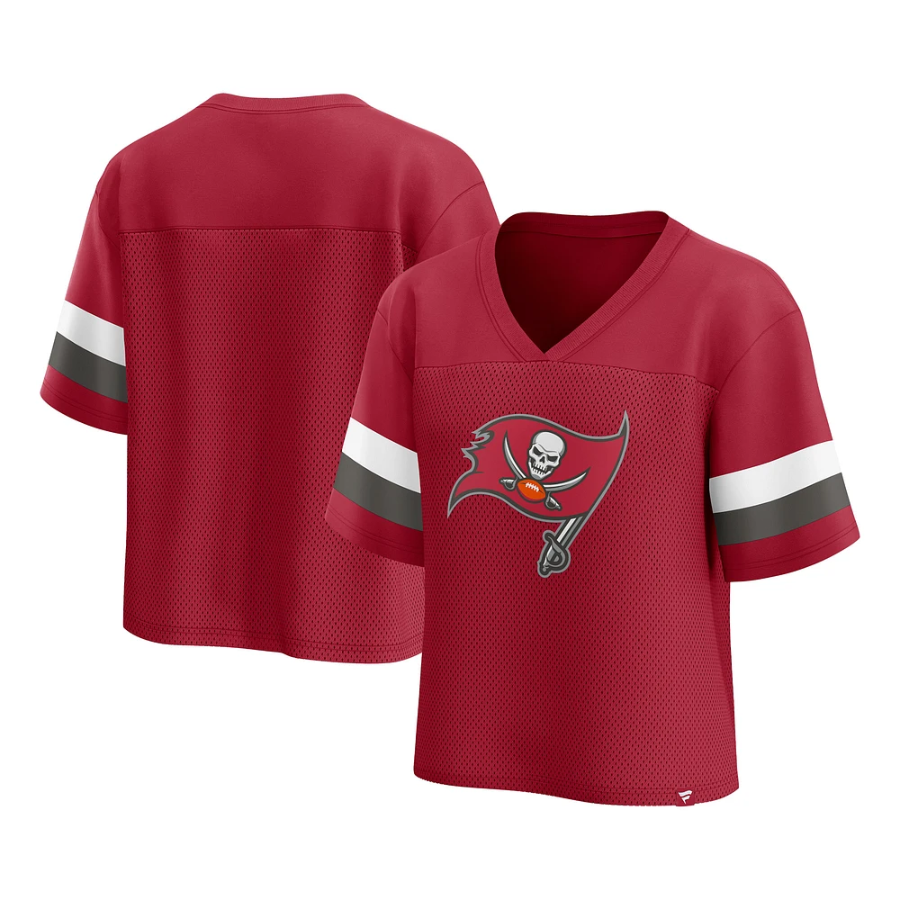 Women's Fanatics Red Tampa Bay Buccaneers Established Jersey Cropped V-Neck T-Shirt