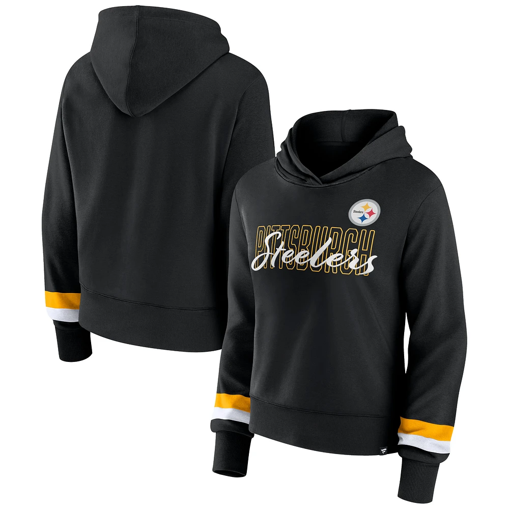 Women's Fanatics Black Pittsburgh Steelers Over Under Pullover Hoodie