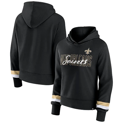 Women's Fanatics Black New Orleans Saints Over Under Pullover Hoodie