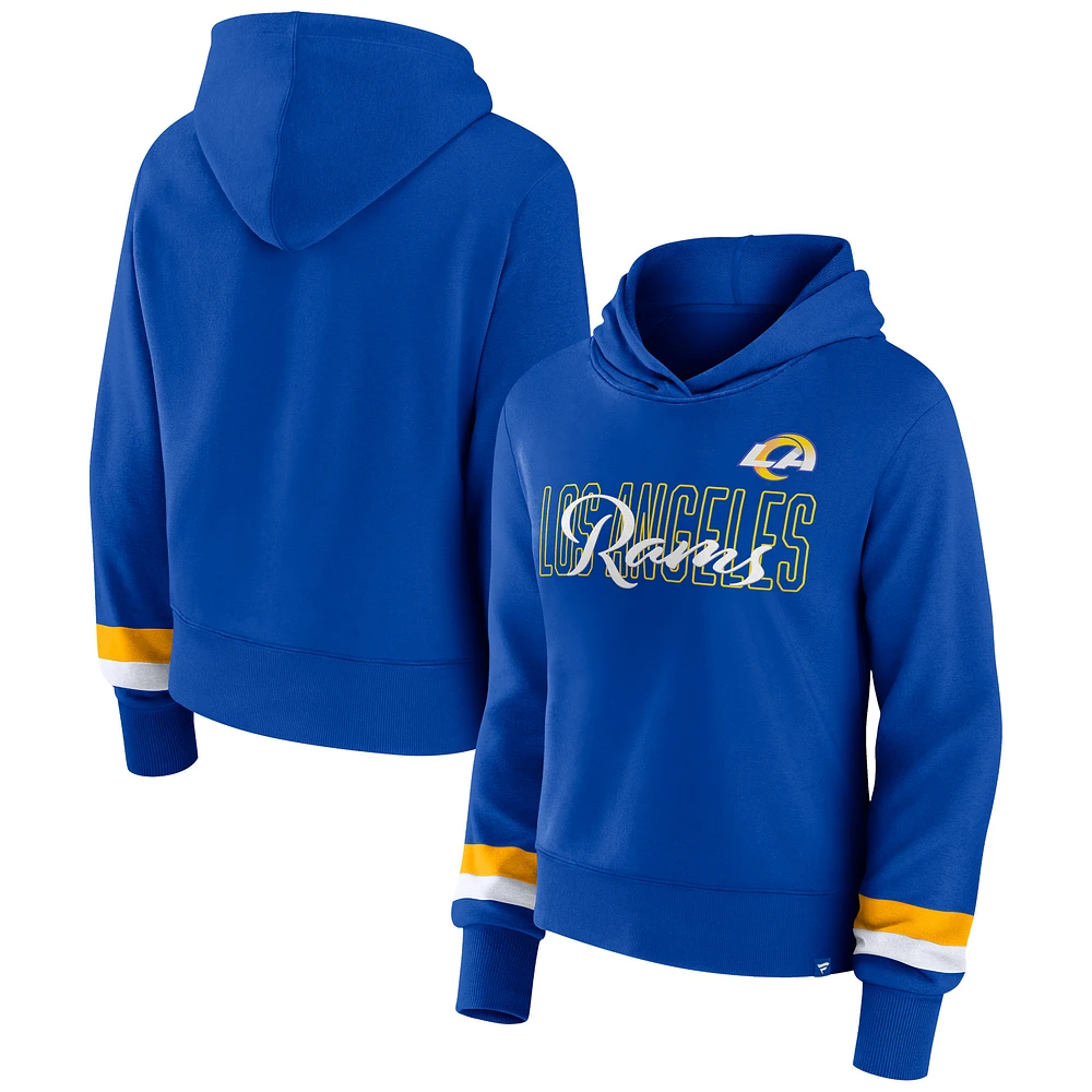 Women's Fanatics Royal Los Angeles Rams Over Under Pullover Hoodie