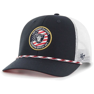 Men's '47 Navy/White Las Vegas Raiders Union Patch Trucker Adjustable Hat