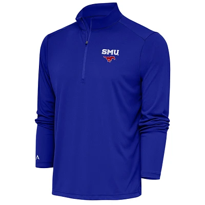 Men's Antigua Royal SMU Mustangs Tribute Quarter-Zip Top