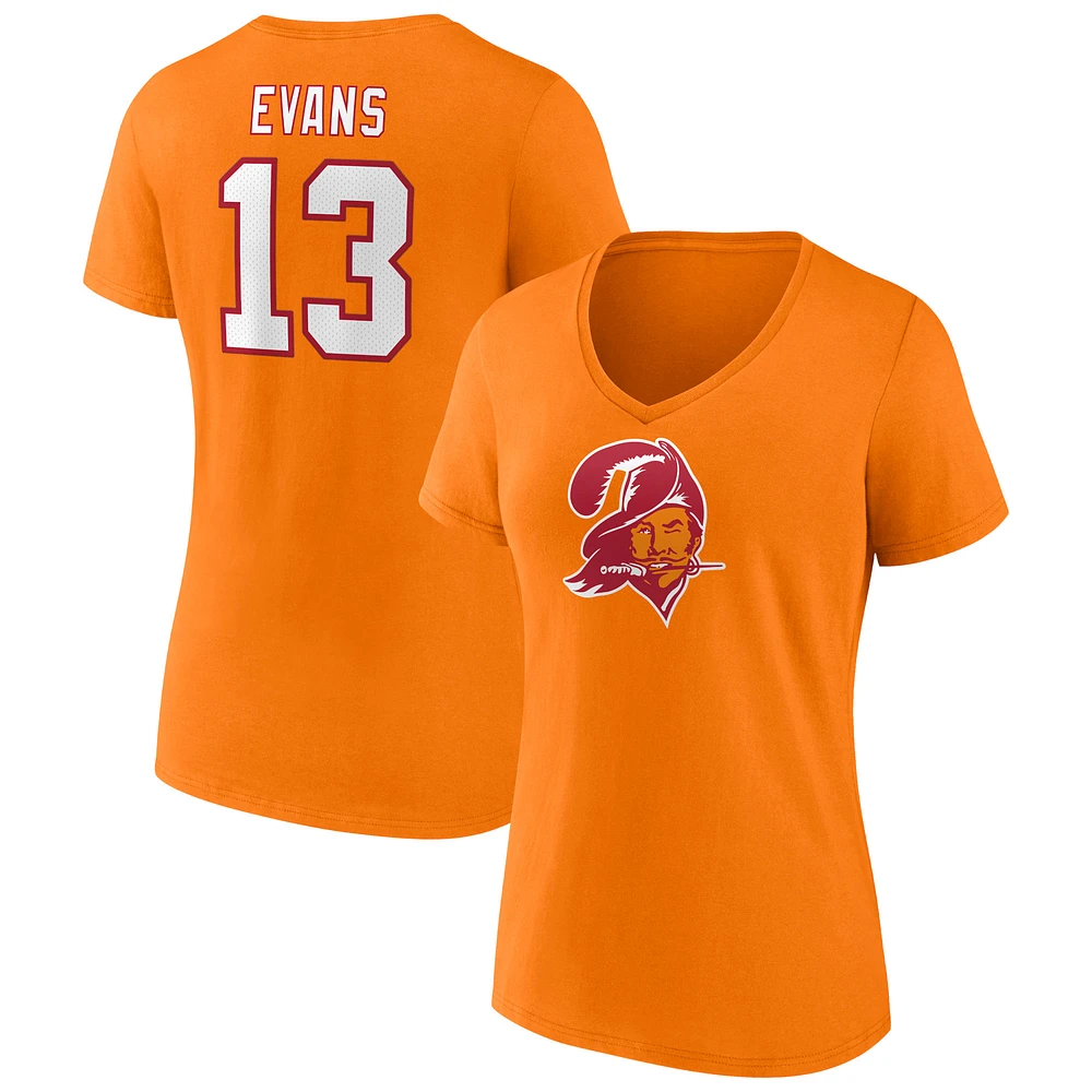 Women's Fanatics Mike Evans Orange Tampa Bay Buccaneers Player Icon Name & Number V-Neck T-Shirt