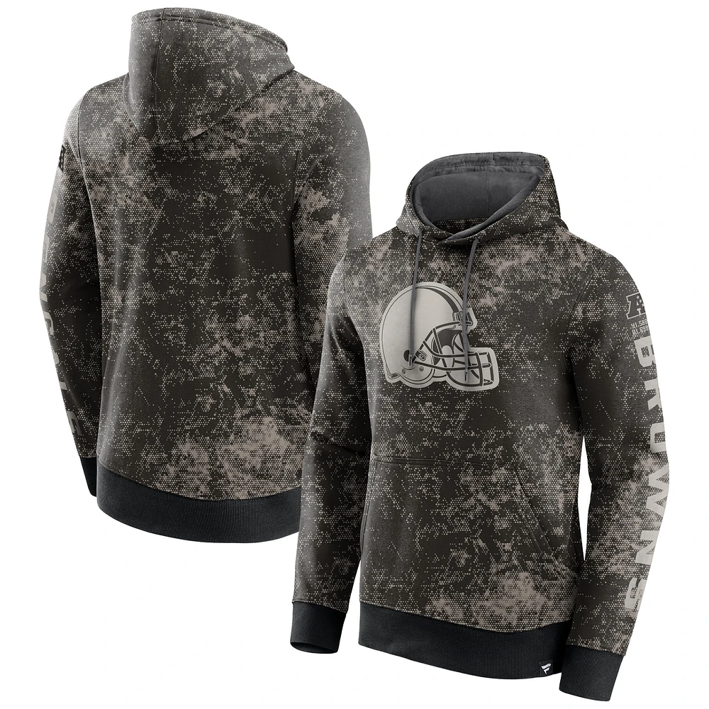 Men's Fanatics Black/Gray Cleveland Browns Blackout Tonal Pullover Hoodie