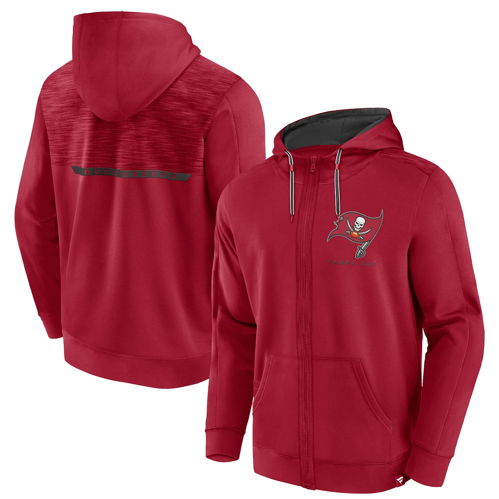 Men's Fanatics Red Tampa Bay Buccaneers Defender Evo Full-Zip Hoodie