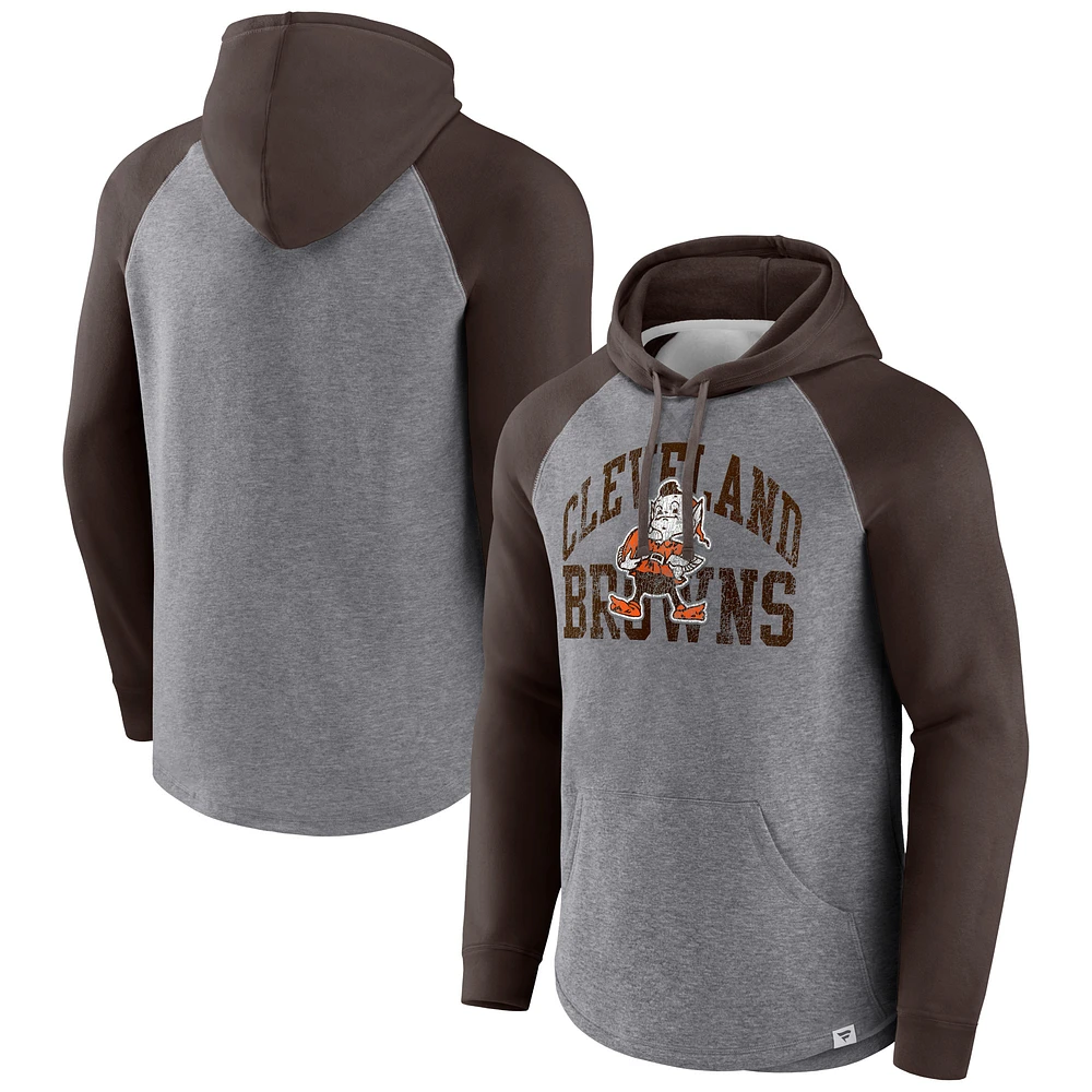 Men's Fanatics Heather Gray Cleveland Browns Favorite Arch Raglan Pullover Hoodie