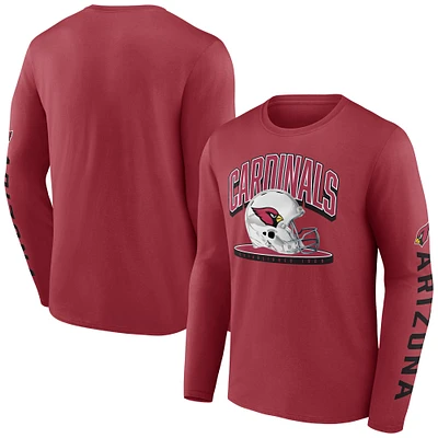 Men's Fanatics Cardinal Arizona Cardinals Helmet Platform Long Sleeve T-Shirt
