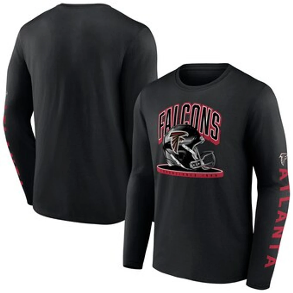 Men's Fanatics Black Atlanta Falcons Helmet Platform Long Sleeve T-Shirt