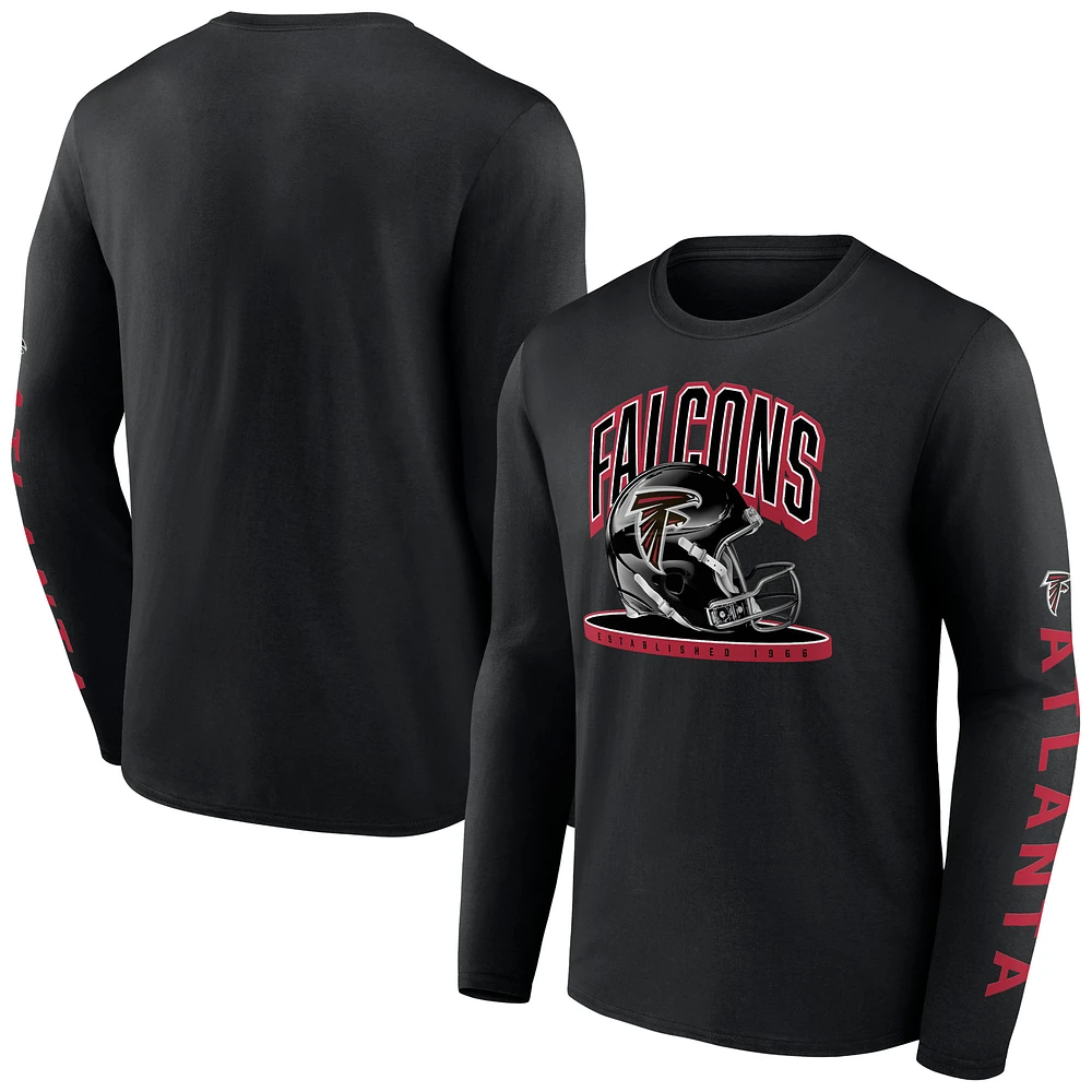 Men's Fanatics Black Atlanta Falcons Helmet Platform Long Sleeve T-Shirt