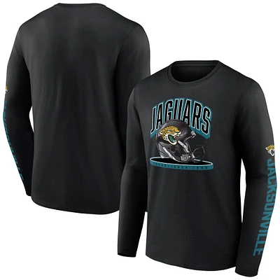 Men's Fanatics Black Jacksonville Jaguars Helmet Platform Long Sleeve T-Shirt