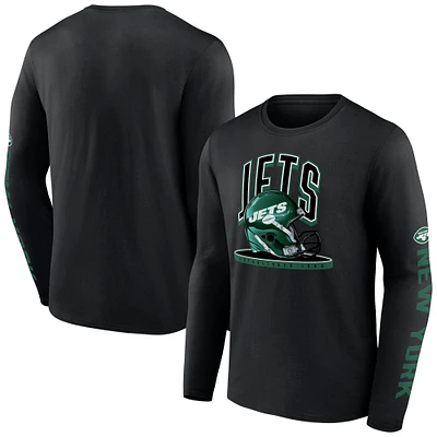 Men's Fanatics Black New York Jets Helmet Platform Long Sleeve T-Shirt