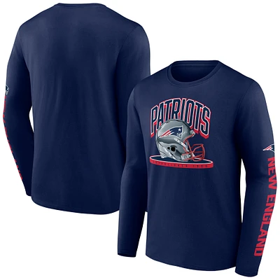 Men's Fanatics Navy New England Patriots Helmet Platform Long Sleeve T-Shirt