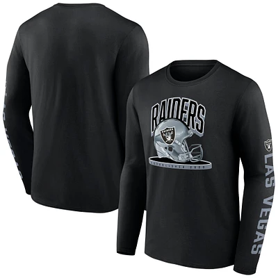 Men's Fanatics Black Las Vegas Raiders Helmet Platform Long Sleeve T-Shirt