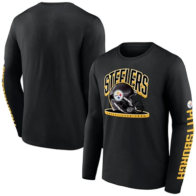 Men's Fanatics Black Pittsburgh Steelers Helmet Platform Long Sleeve T-Shirt