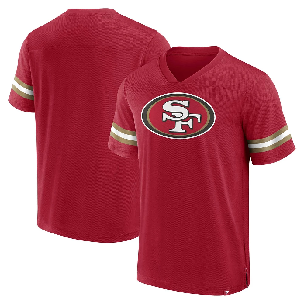 Men's Fanatics Scarlet San Francisco 49ers Jersey Tackle V-Neck T-Shirt