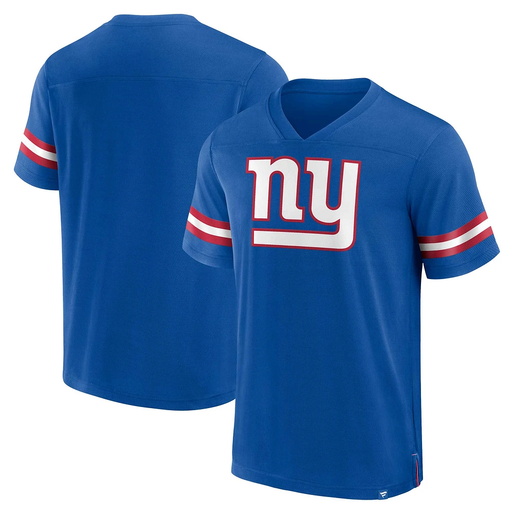 Men's Fanatics Royal New York Giants Jersey Tackle V-Neck T-Shirt