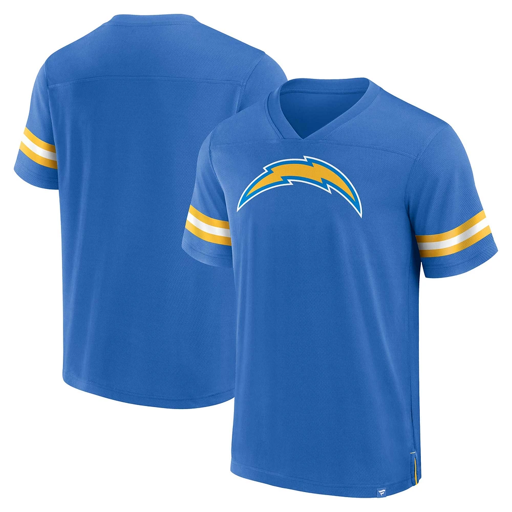 Men's Fanatics  Powder Blue Los Angeles Chargers Jersey Tackle V-Neck T-Shirt
