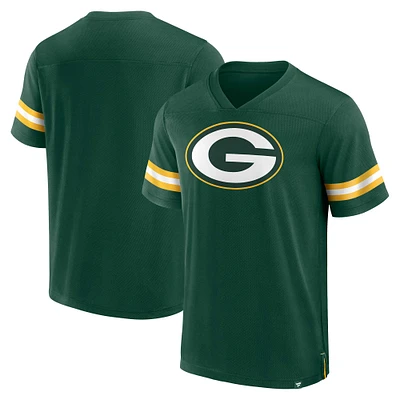 Men's Fanatics Green Green Bay Packers Jersey Tackle V-Neck T-Shirt
