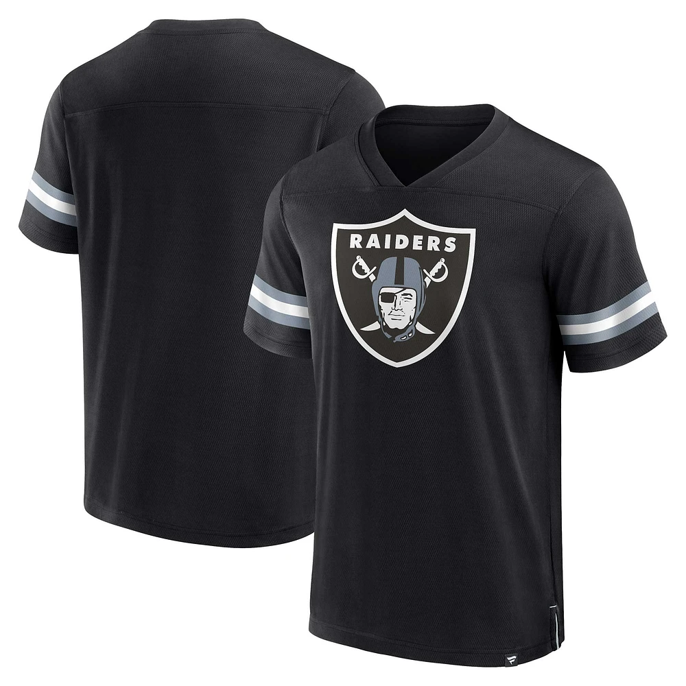 Men's Black Las Vegas Raiders Jersey Tackle V-Neck T-Shirt